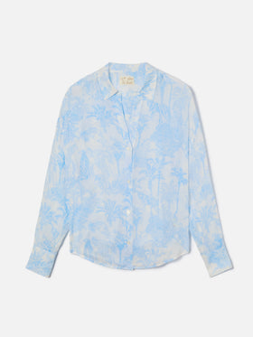 Cristal Hemd aus Ramie mit hellblauem Toile-de-Jouy-Print 
