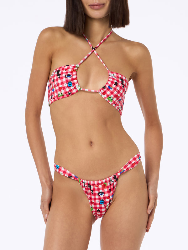 Women beandeau bikini Dahelle with gingham and fancy print | BEEPY BELLA SPECIAL EDITION