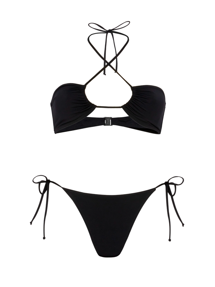 Klassische schwarze Badehose „Marielle“ – schwarzes Bandeau-Top „Dahlia“