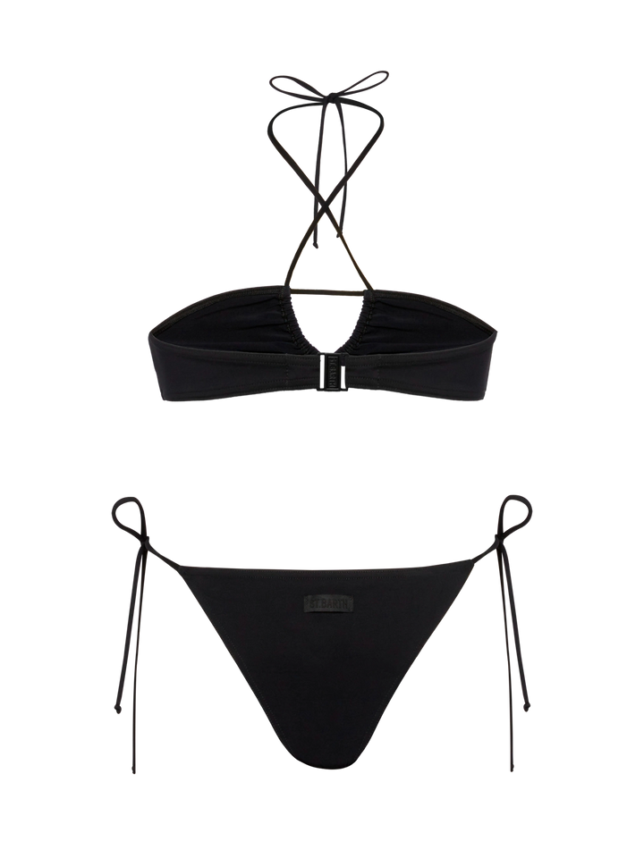 Klassische schwarze Badehose „Marielle“ – schwarzes Bandeau-Top „Dahlia“