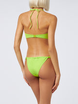 Woman lime green bandeau bikini Dahlia Noelle