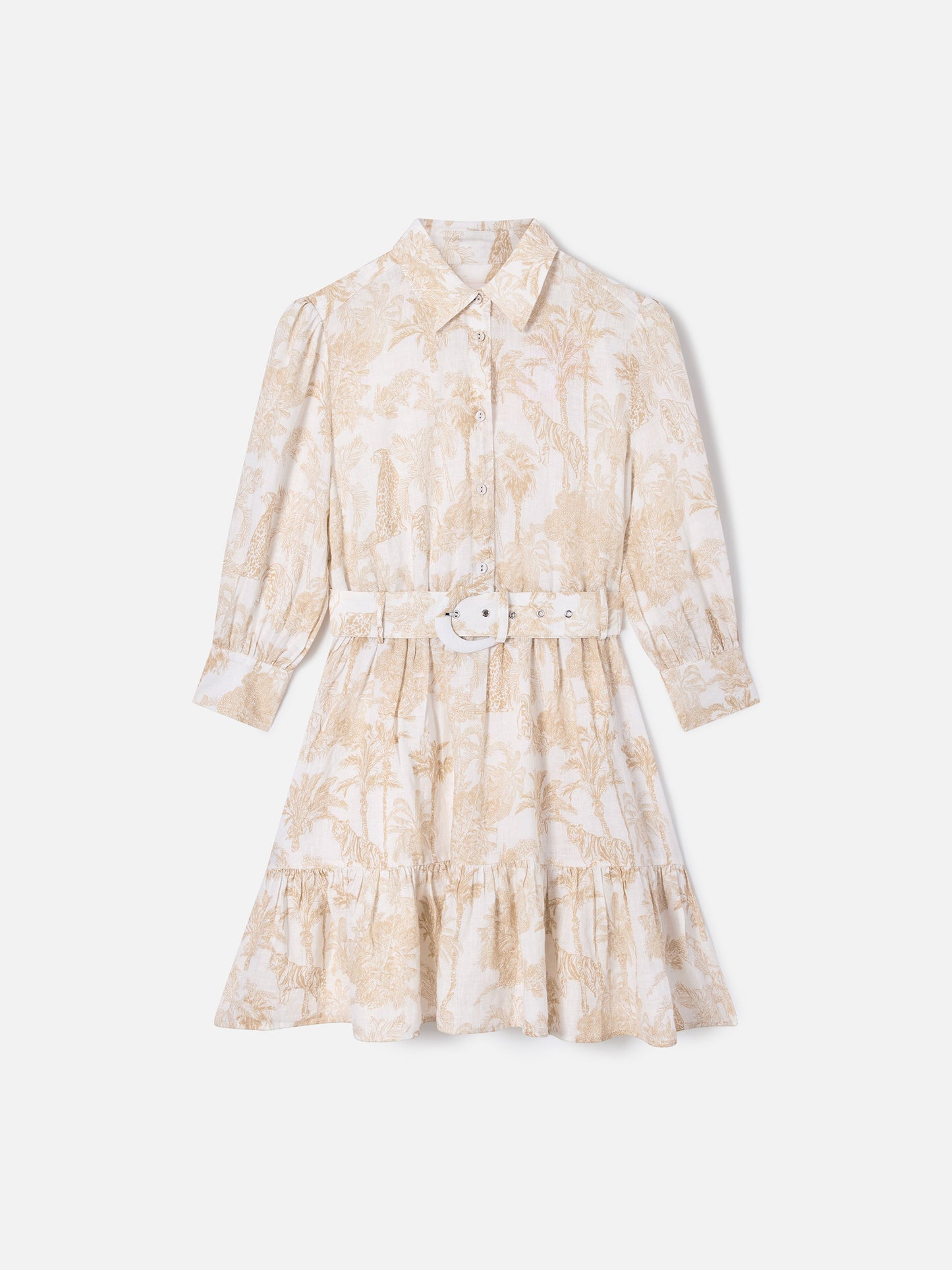 Daisi Toile de Jouy-Leinenkleid in Beige 