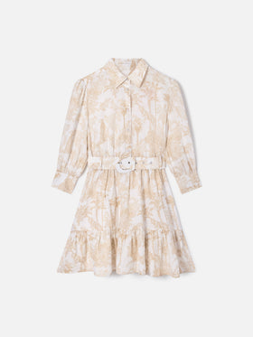 Daisi Toile de Jouy-Leinenkleid in Beige 