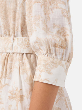 Robe en lin Daisi toile de jouy beige 