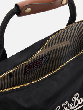 Daily black nylon weekender with embroidered logo