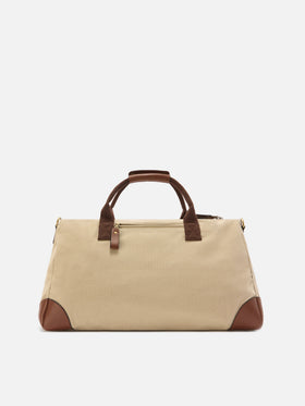 Daily beige cotton blend weekender with embroidered logo