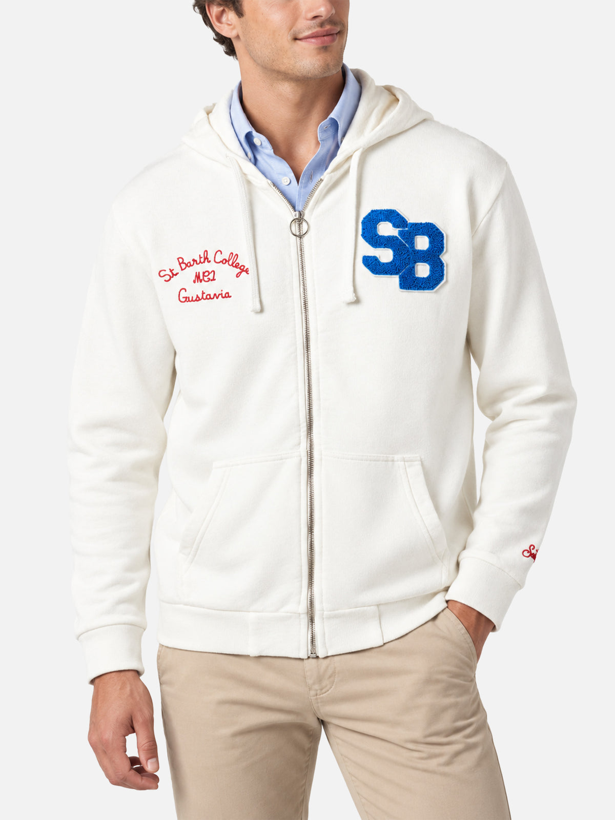 Weißes Sweatshirt Danny mit Patch und Stickerei 