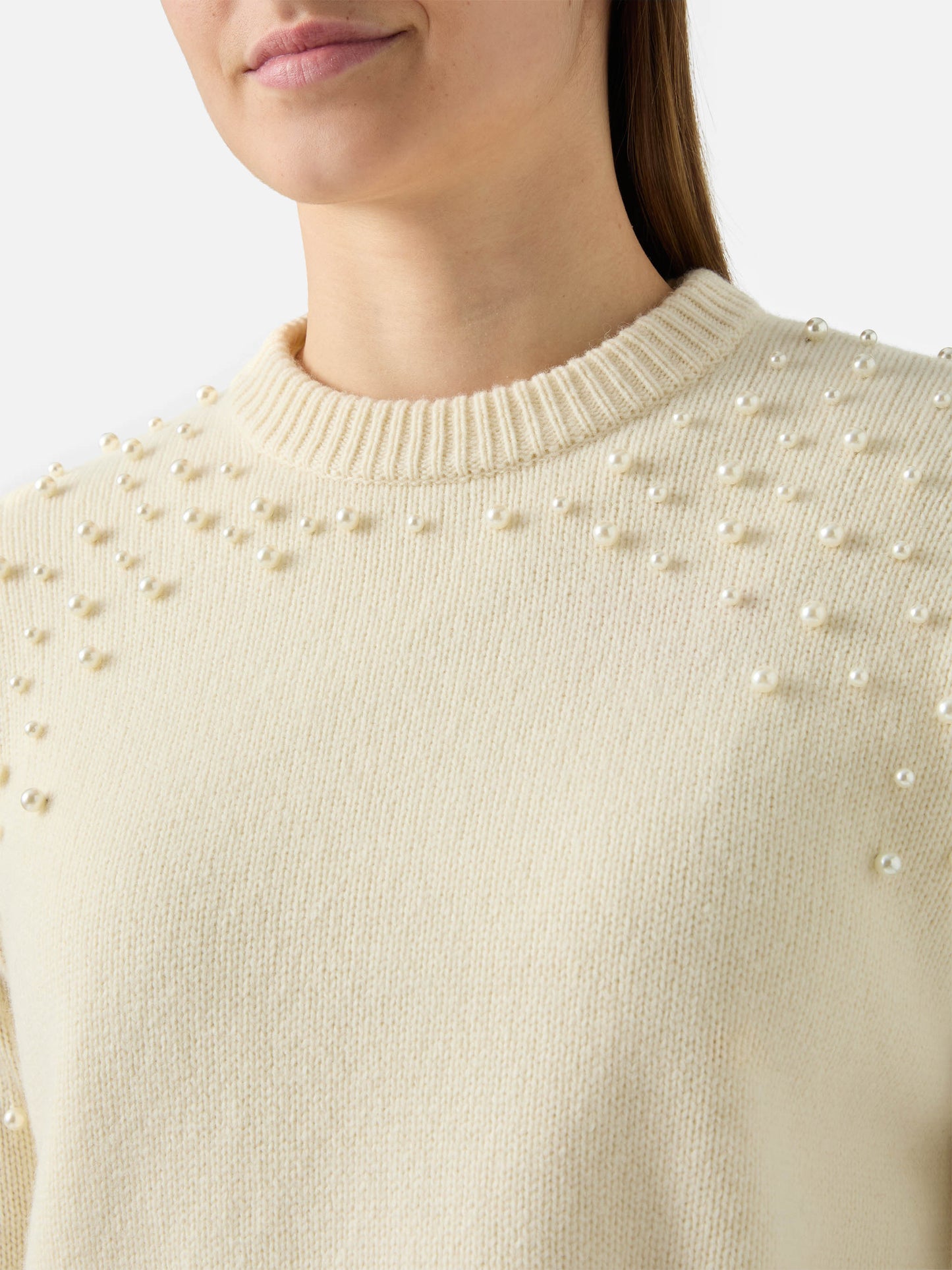 Danya sweater in wool blend with pearl appliqués