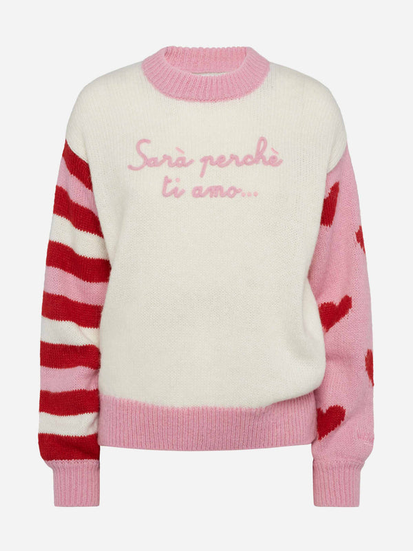 Maglione Danya in alpaca con ricamo Sarà perchè ti amo