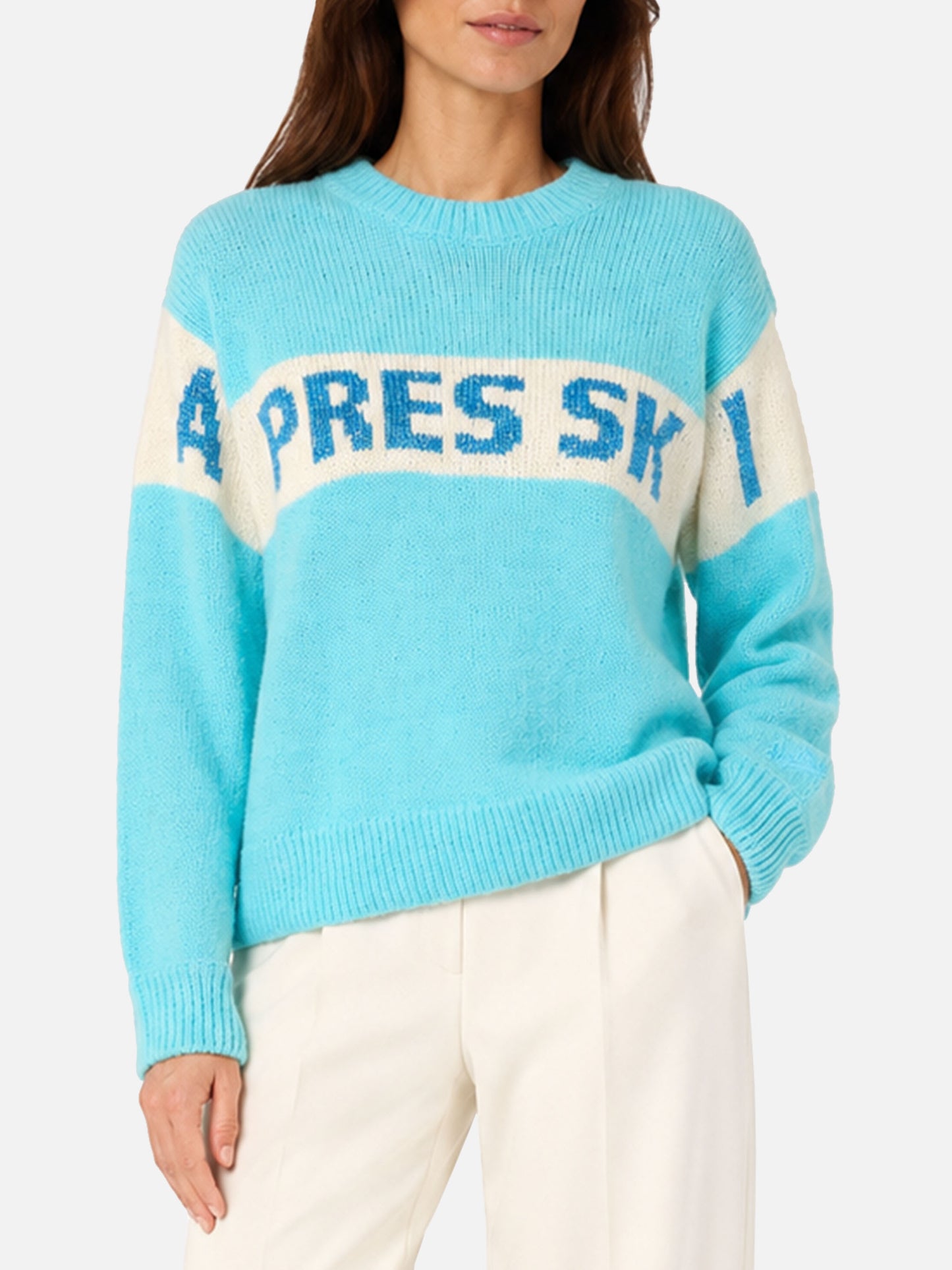 Pull Danya bleu clair avec imprimé Après Ski 
