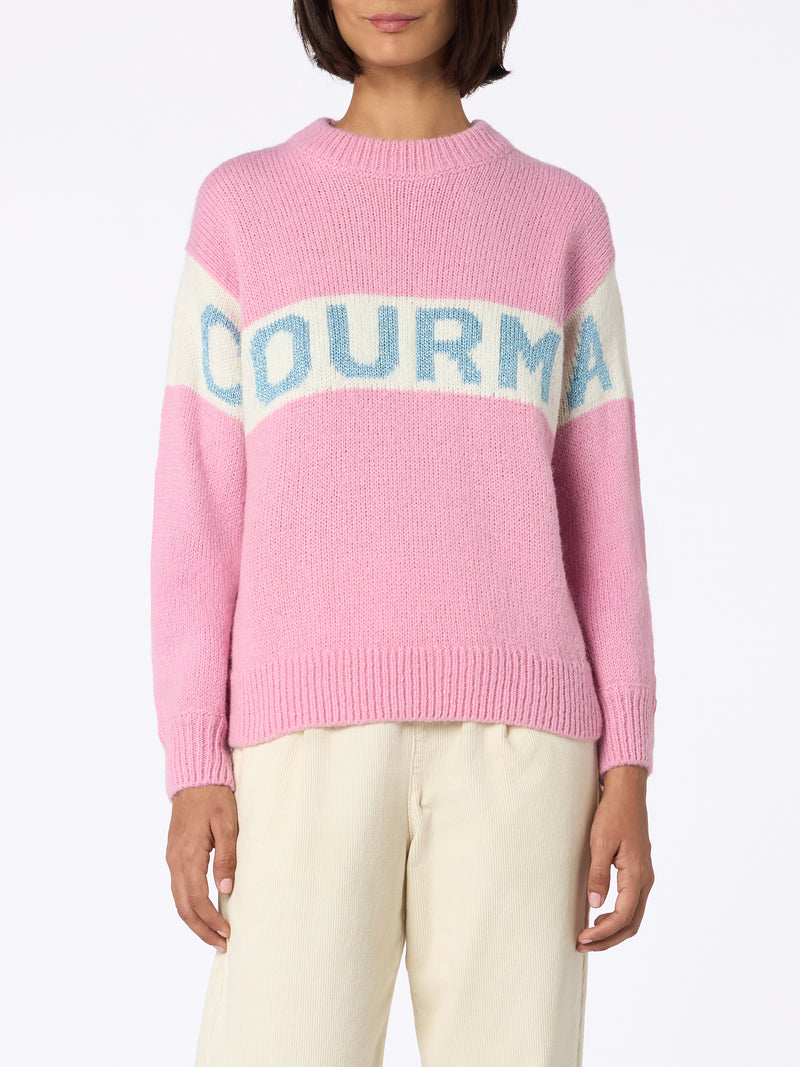 Woman pink sweater Danya with Courma print