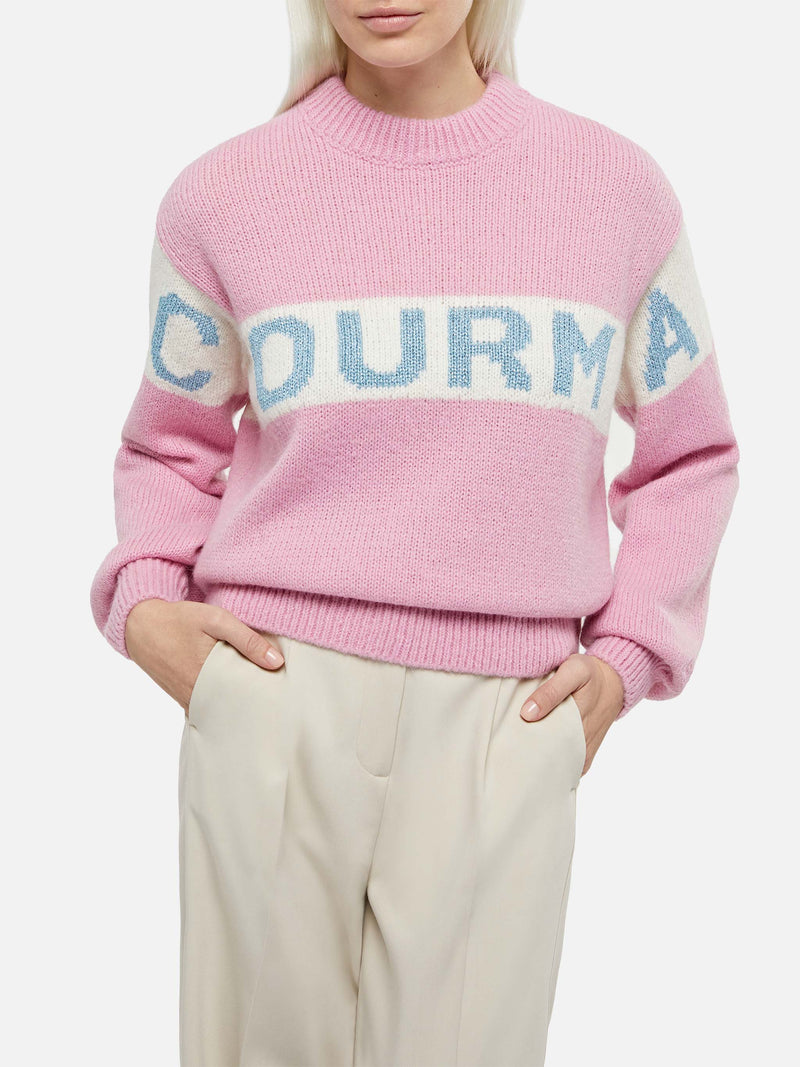 Woman pink sweater Danya with Courma print