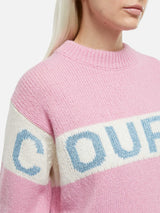 Woman pink sweater Danya with Courma print