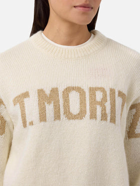 Danya alpaca-blend sweater in white with St. Moritz jacquard