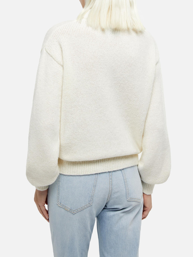 Woman white sweater Danya with Cortina print