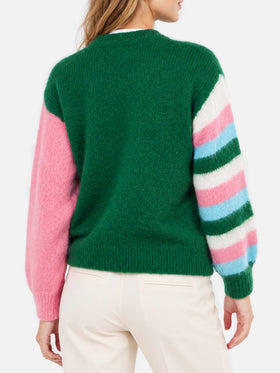 Maglione Danya Soft boxy verde con ricamo