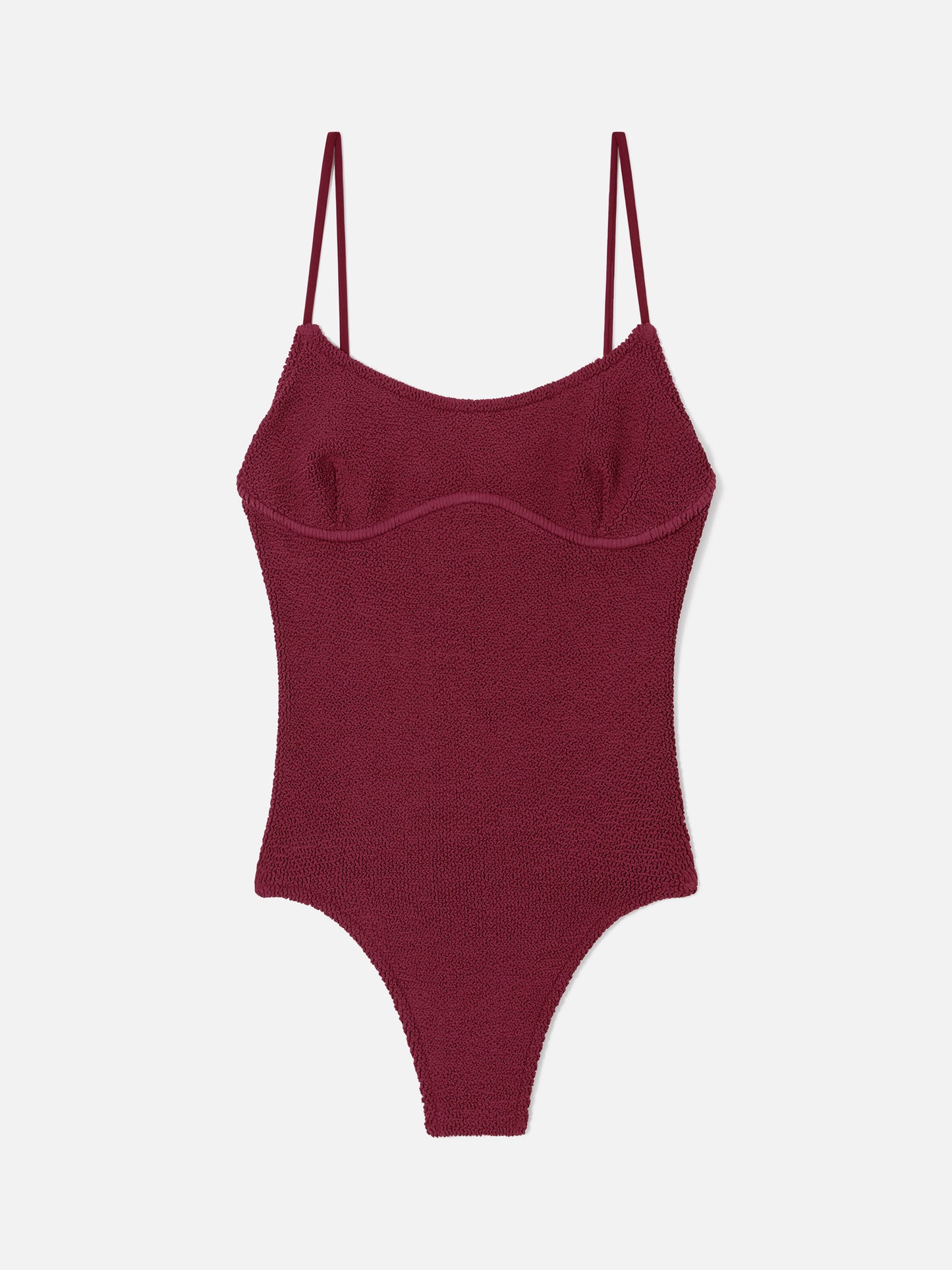 Bañador de una pieza Dara en tejido crinkle color burdeos 