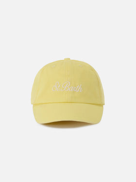 Davis light yellow cotton baseball cap with embroidered logo
