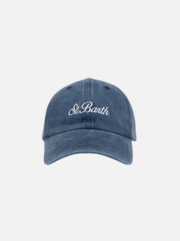 Davis navy blue denim Ball Cap with St. Barth embroidery