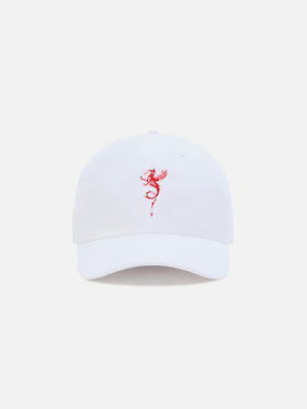 Casquette de baseball Davis en coton blanc avec broderie dragon AS Cannes | AS CANNES SPECIAL EDITION 