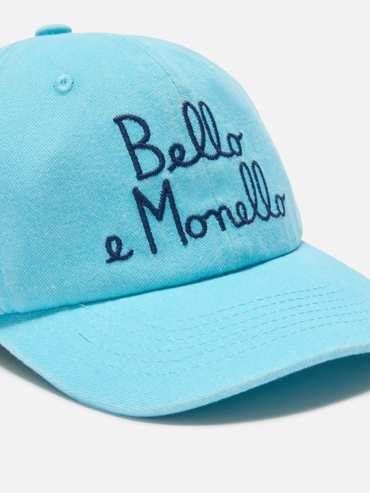Davis cap with visor in light blue cotton with Bello e Monello embroidery