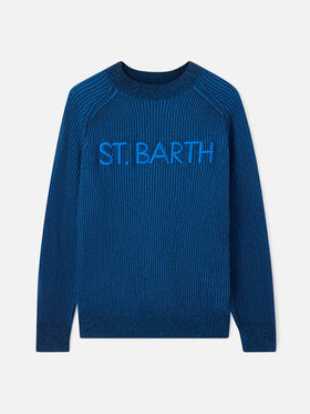 Davos ribbed blue half-turtleneck sweater