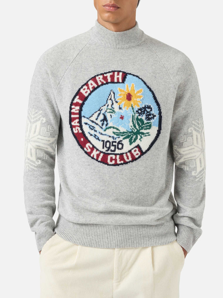 Maglione da uomo mezzo dolcevita con jacquard nordico