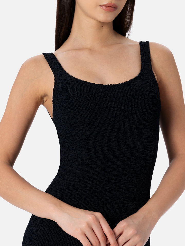 Schwarzes Crinkle-Kleid für Damen