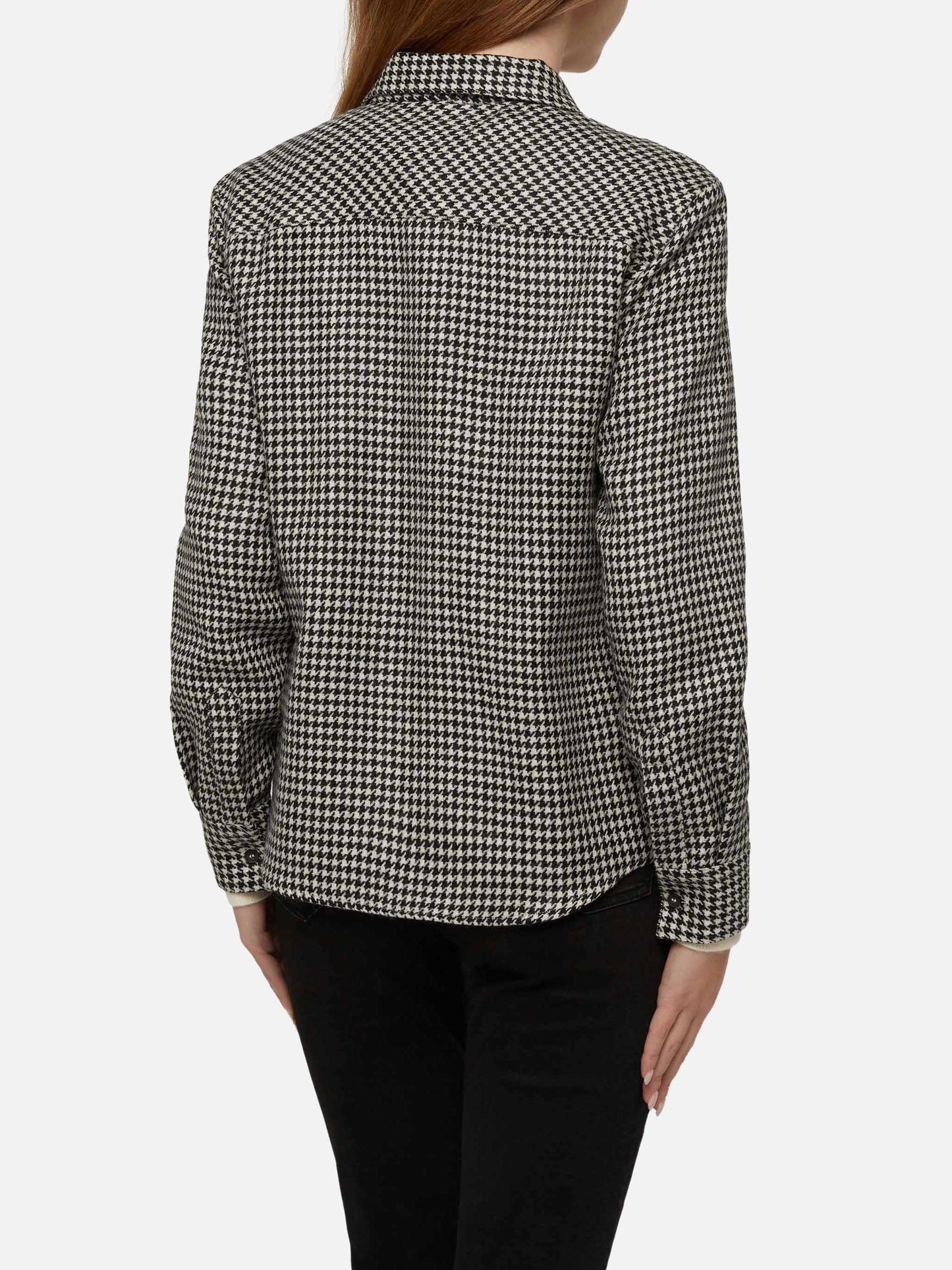 Wool shirt Deer with pied de poul print