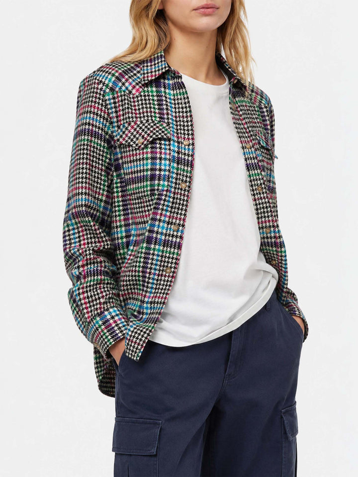 Wool shirt Deer with Prince of Wales print