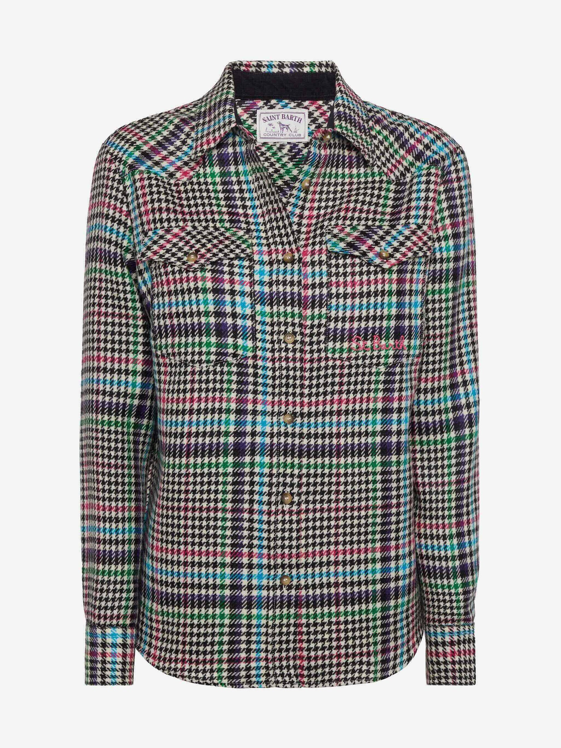 Wool shirt Deer with Prince of Wales print - MC2 Saint Barth