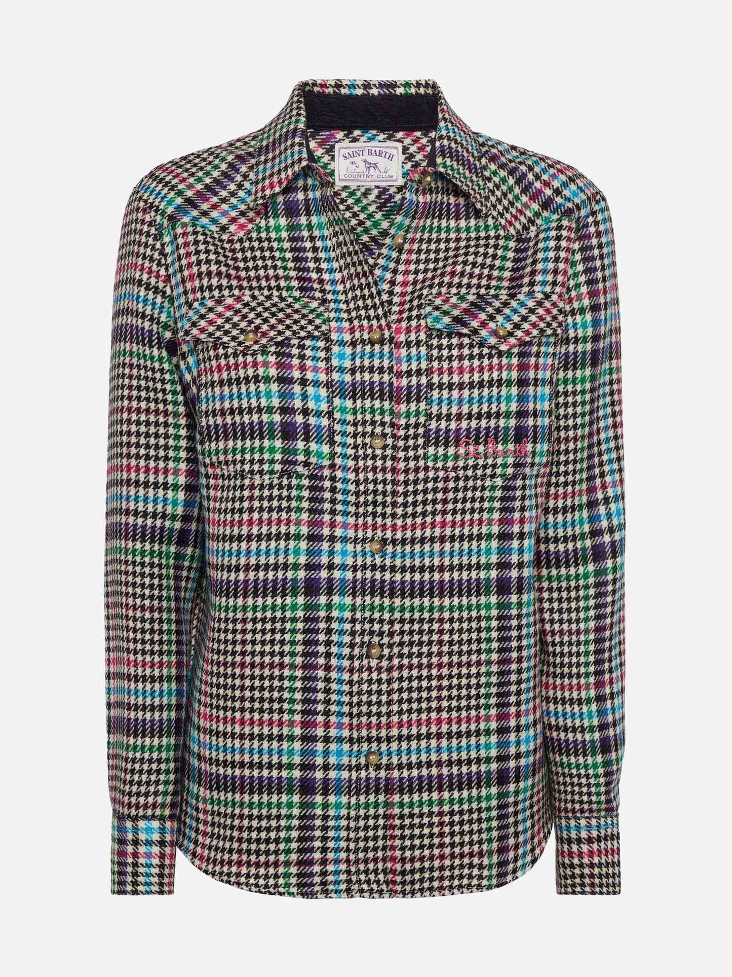 Camicia in lana Deer con stampa Principe di Galles