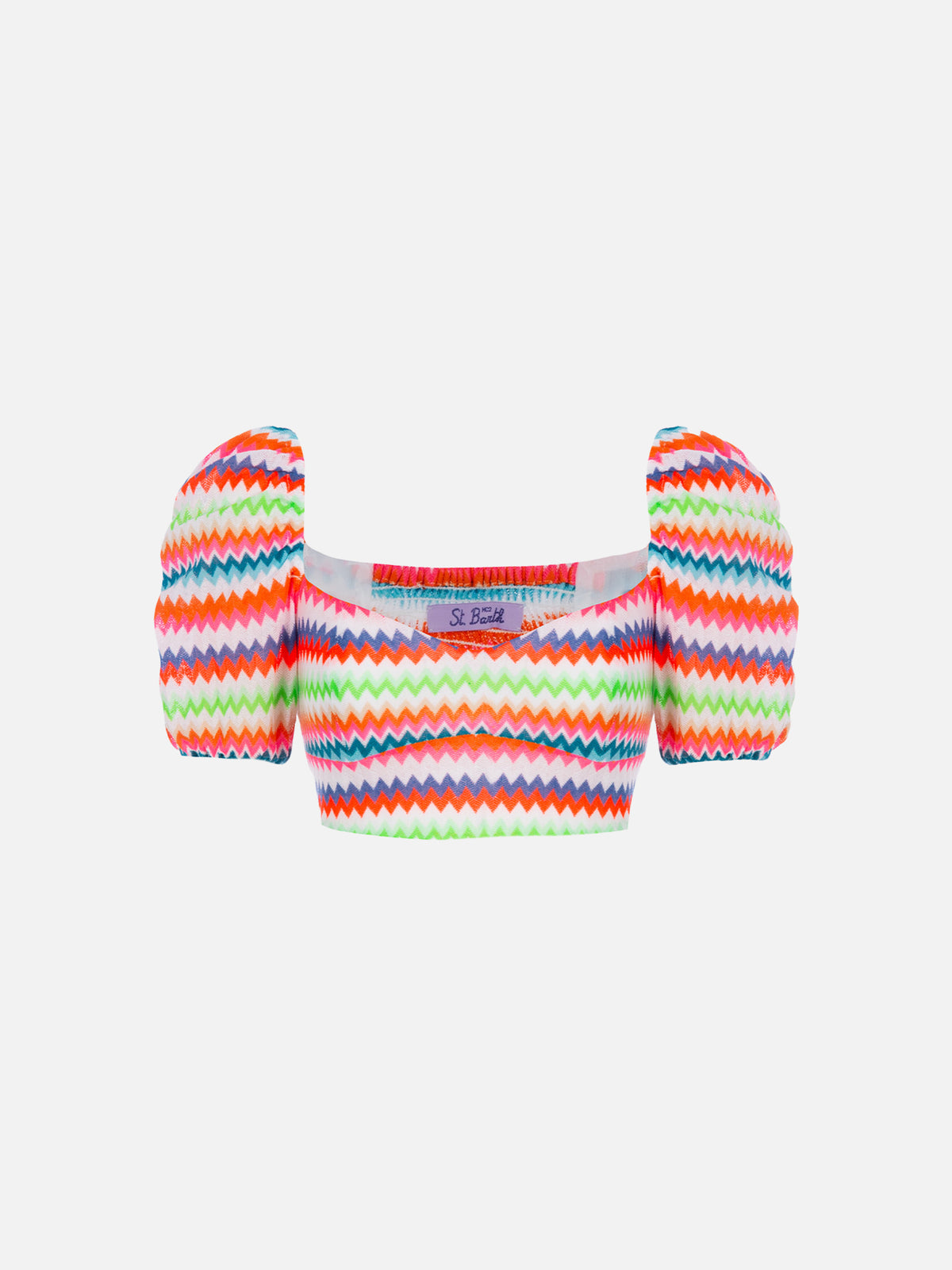 Delia fluo chevron raschel crop top