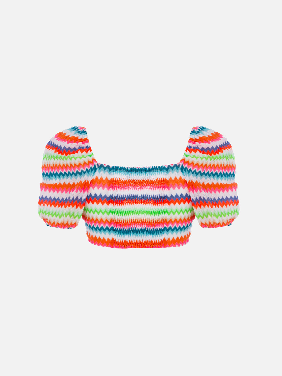 Delia fluo chevron raschel crop top
