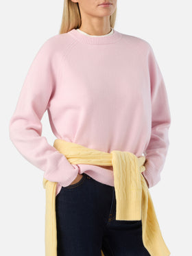 Jersey de punto de lana Pink Delphine con cuello redondo 