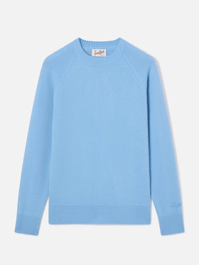 Jersey de punto de cuello redondo de lana Light blue Delphine 