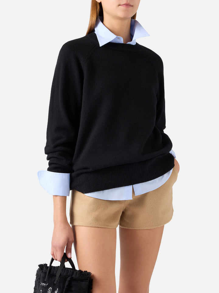 Black Delphine wool crewneck knit
