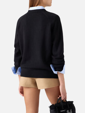 Pull ras-du-cou Delphine en laine noire 