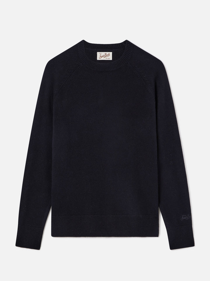 Pull ras-du-cou Delphine en laine noire 
