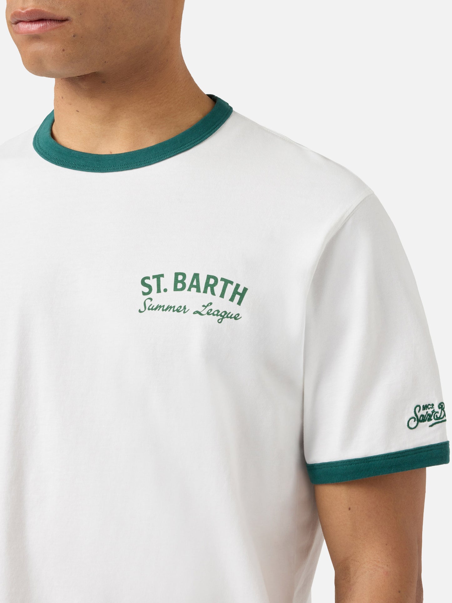 Cream Dean t-shirt with Tennis League print and maxi graphic on the back