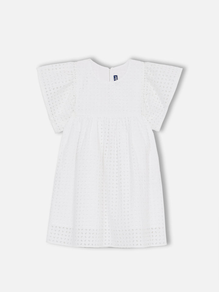 Girl white Sangallo lace cotton dress - MC2 Saint Barth