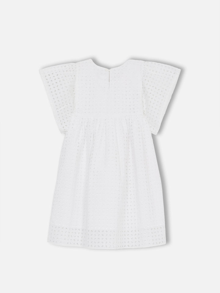 Girl white Sangallo lace cotton dress - MC2 Saint Barth