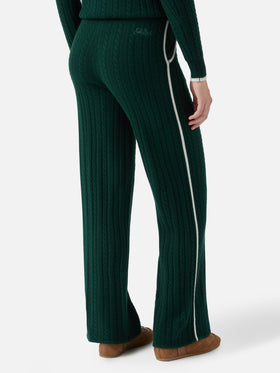 Pantaloni a trecce Dinard in lana verde inglese con ricamo St. Barth