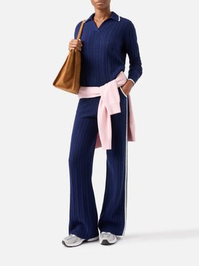 Night blue Dinard wool trousers with contrasting trims
