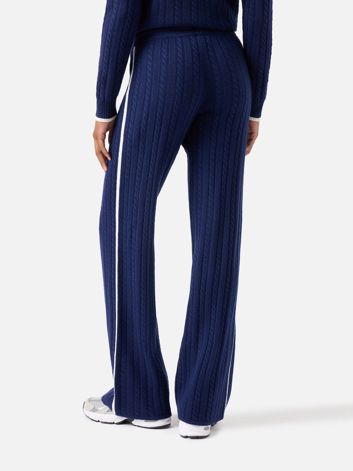 Night blue Dinard wool trousers with contrasting trims