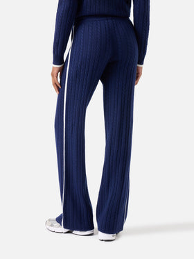 Night blue Dinard wool trousers with contrasting trims
