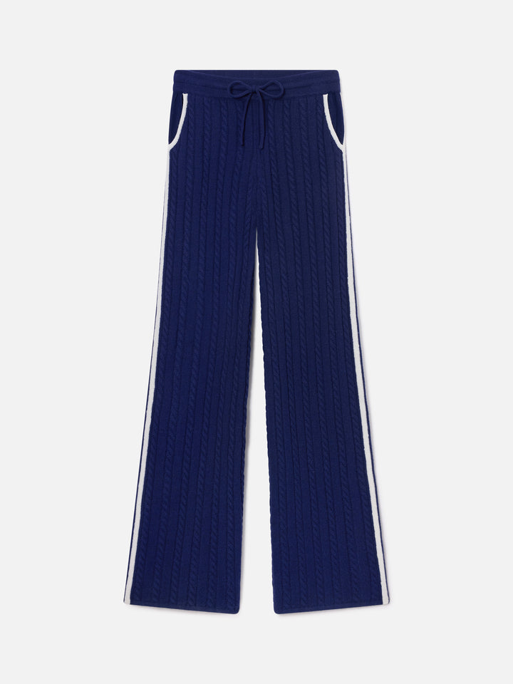 Night blue Dinard wool trousers with contrasting trims