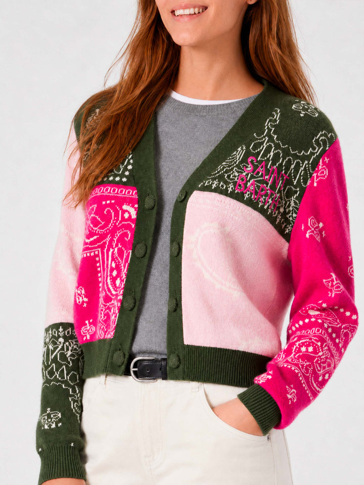 Didy cropped bandana multicolor cardigan