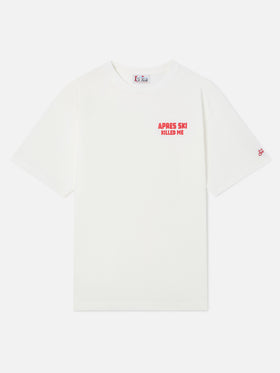 White Delmar oversize cotton t-shirt with back Après Ski Killed Me print