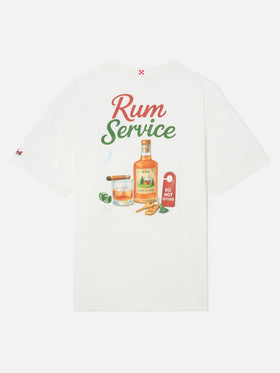 Weißes oversized T-Shirt aus Baumwolle Delmar mit Rum Service-Print auf der Rückseite 